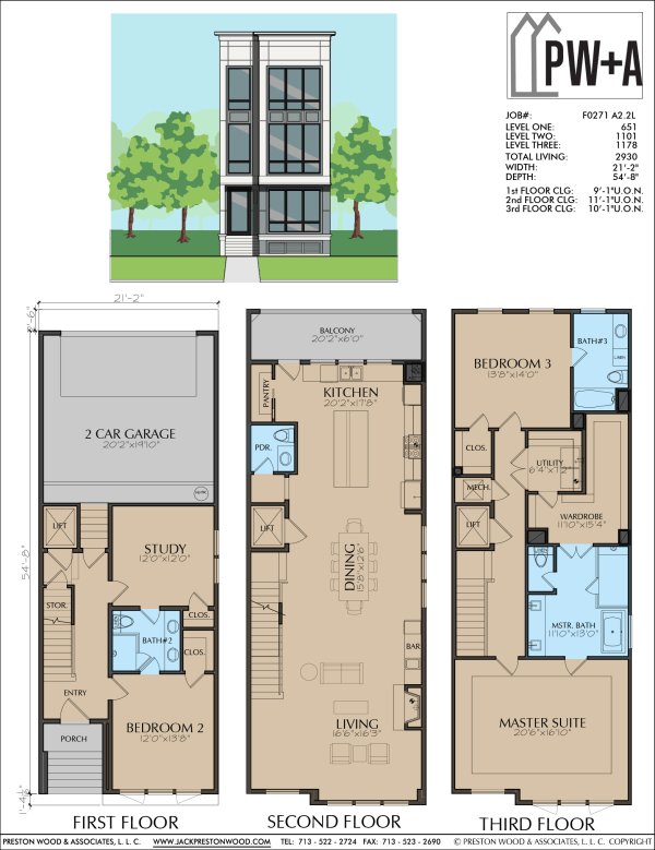 Three Story Townhome Plan F0271 A