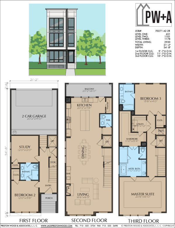 Three Story Townhome Plan F0271 A