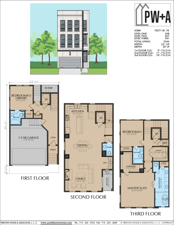 Three Story Townhome Plan F0271 B