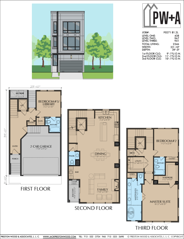 Three Story Townhome Plan F0271 B