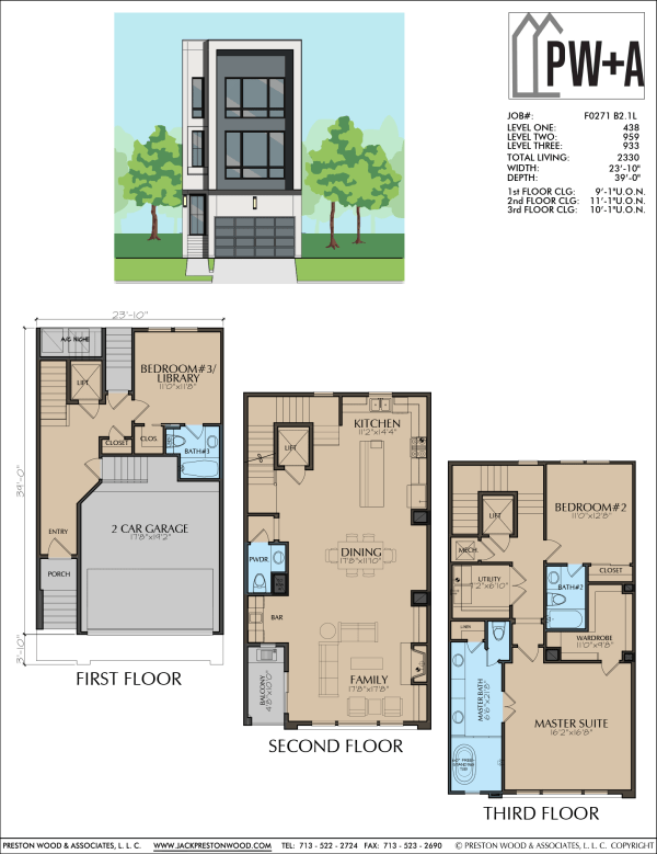 Three Story Townhome Plan F0271 B