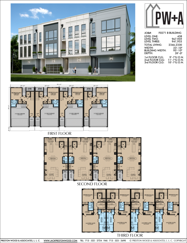 Three Story 4-Unit Townhome Building Plan F0271 B
