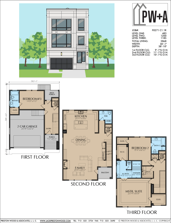 Three Story Townhome Plan F0271 C1