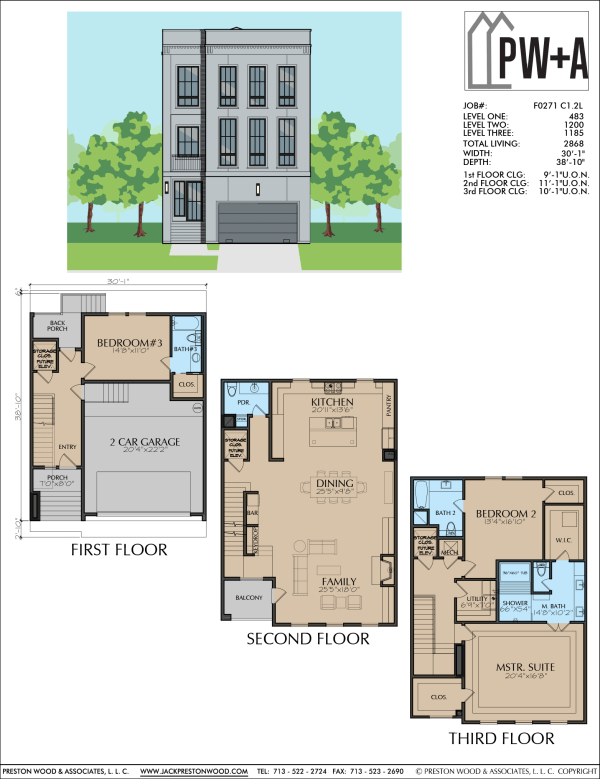 Three Story Townhome Plan F0271 C1