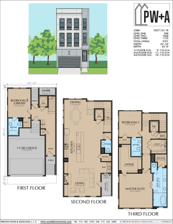 Three Story Townhome Plan F0271 D