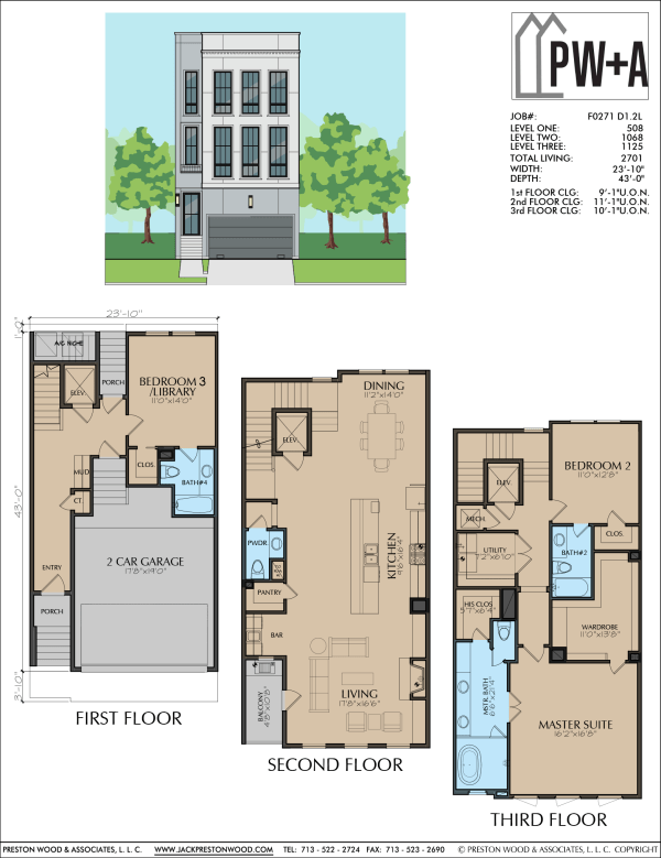 Three Story Townhome Plan F0271 D