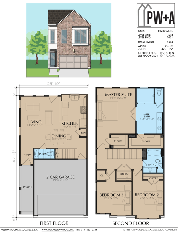 Two Story Townhome Plan F0280 A1.1