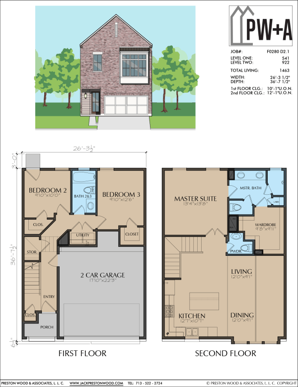 Two Story Townhome Plan F0280 D2.1