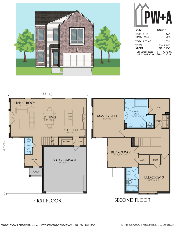 Two Story Townhome Plan F0280 E1.1