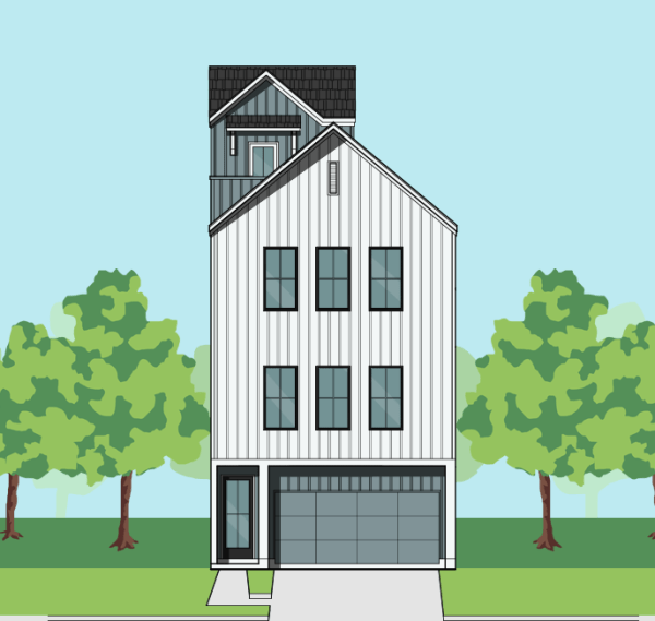 3 1/2 Story Townhome Plan F0287 A1.1