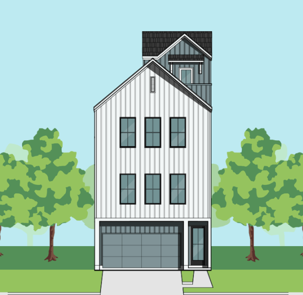 3 1/2 Story Townhome Plan F0287 A1.1