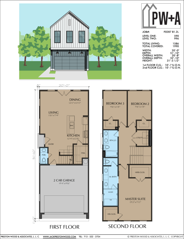 Two Story Townhome Plan F0287 B1