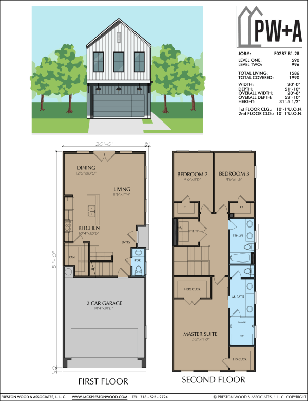 Two Story Townhome Plan F0287 B1