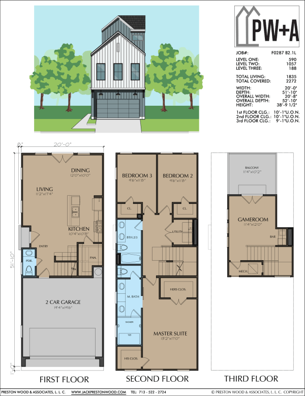 2 1/2 Story Townhome Plan F0287 B2.1
