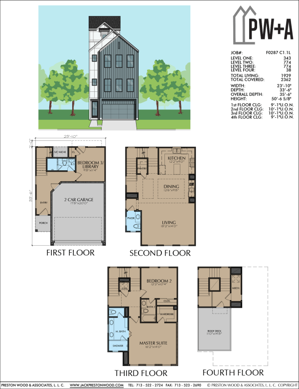 3 1/2 Story Townhome Plan F0287 C1.1