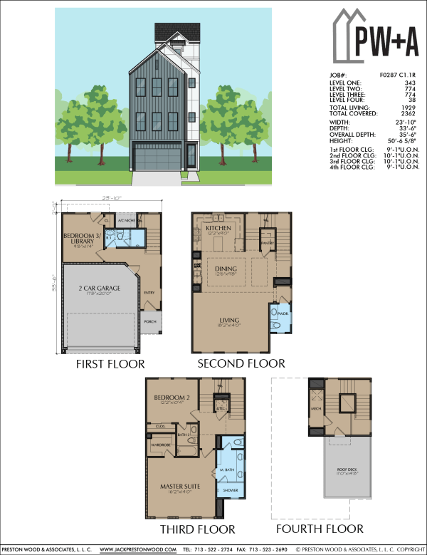 3 1/2 Story Townhome Plan F0287 C1.1