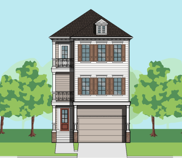 Three Story Townhome Plan F1061 A