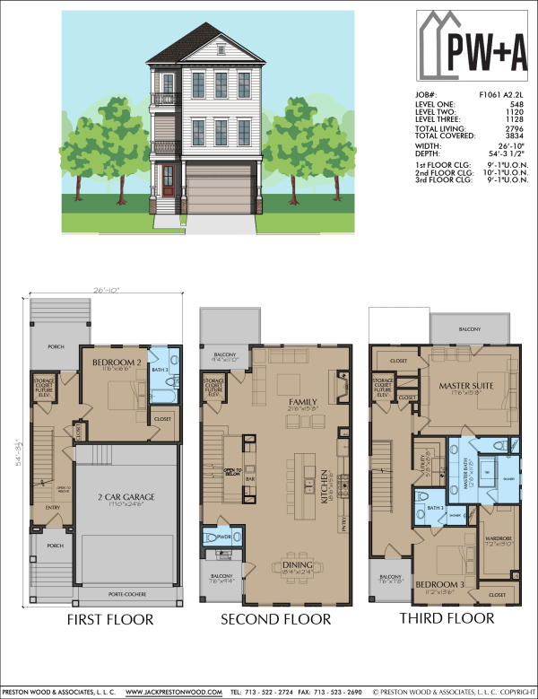 Three Story Townhome Plan F1061 A