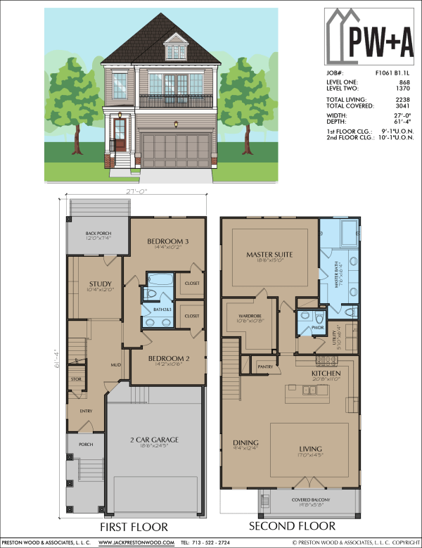 Two Story Townhome Plan F1061 B1