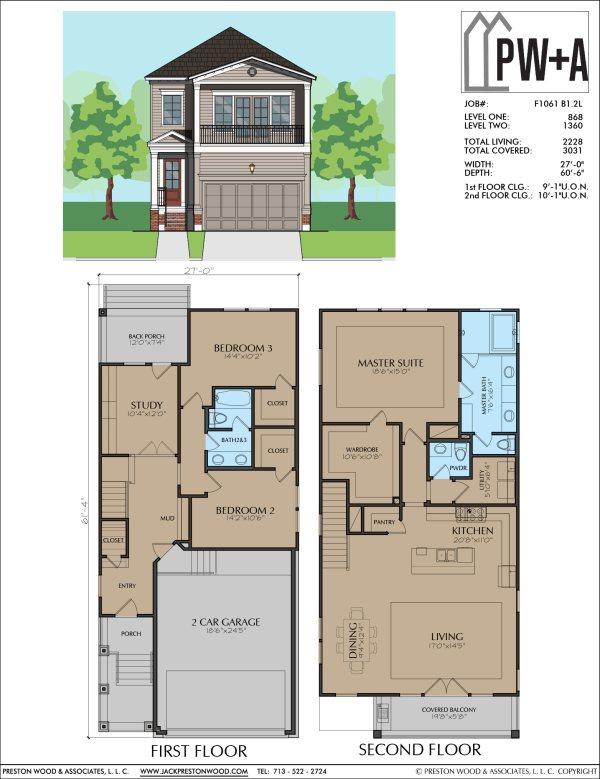 Two Story Townhome Plan F1061 B1