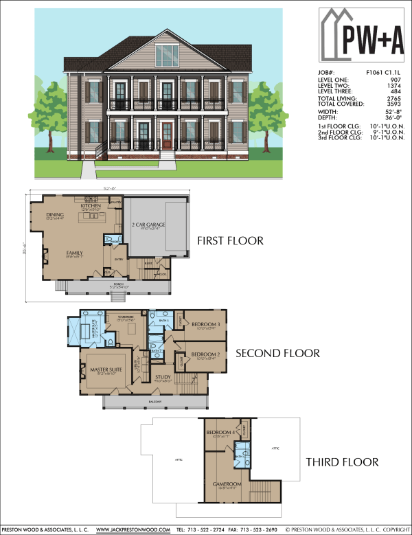 2 1/2 Story Townhome Plan F1061 C1.1