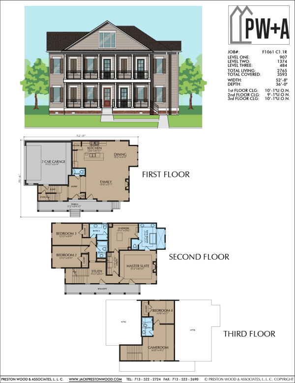 2 1/2 Story Townhome Plan F1061 C1.1