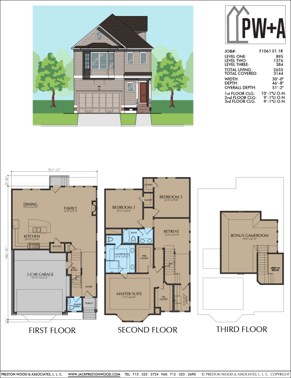 2 1/2 Story Townhome Plan F1061 E1.1