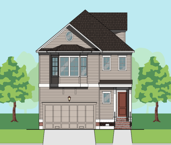 2 1/2 Story Townhome Plan F1061 E1.1