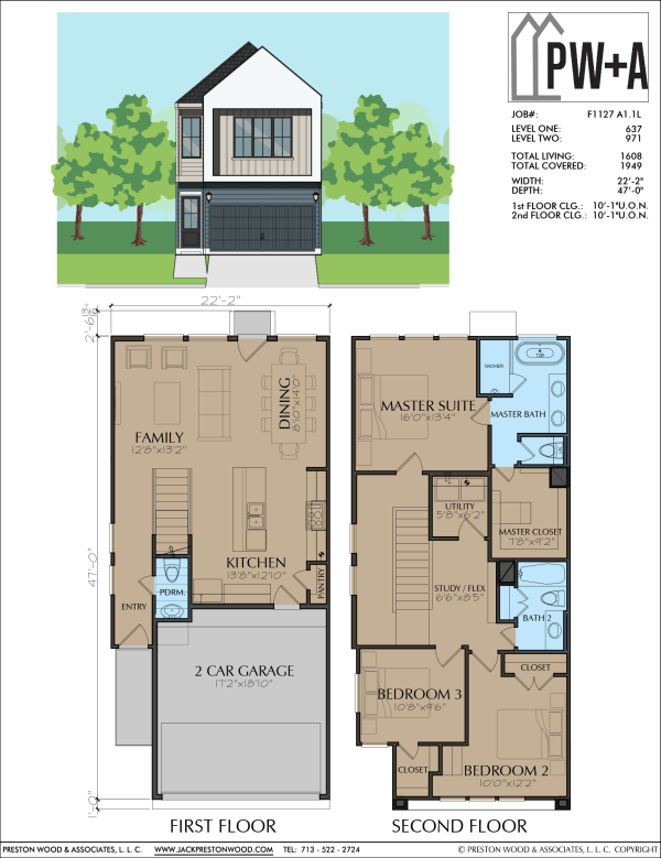 Two Story Townhome Plan F1127 A1