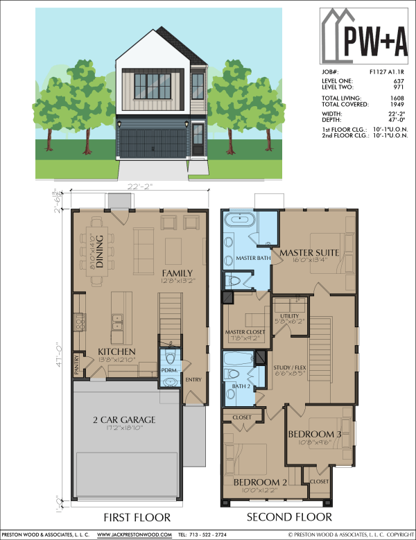 Two Story Townhome Plan F1127 A1