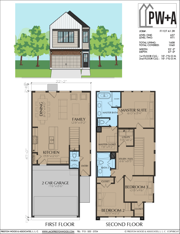 Two Story Townhome Plan F1127 A1