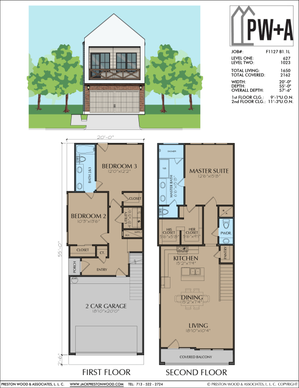 Two Story Townhome Plan F1127 B1