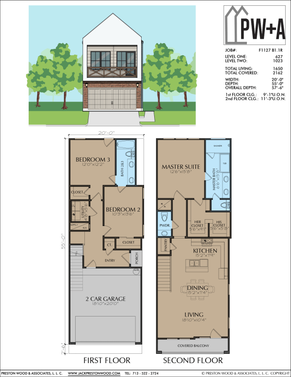 Two Story Townhome Plan F1127 B1