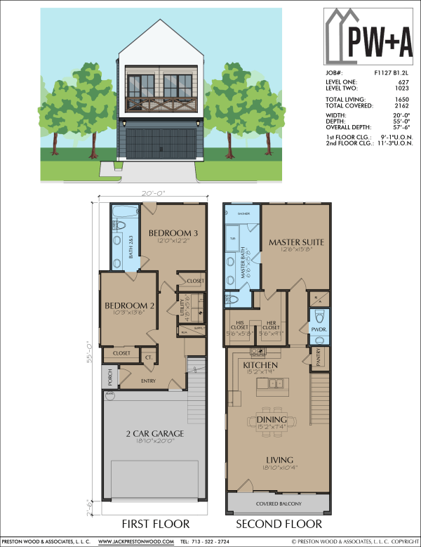 Two Story Townhome Plan F1127 B1