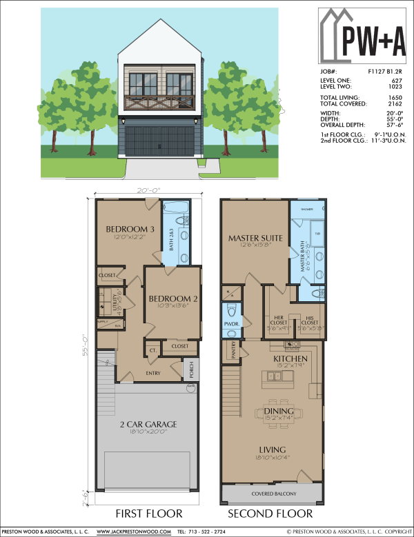 Two Story Townhome Plan F1127 B1