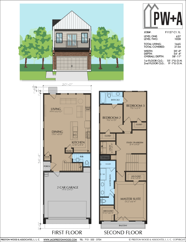 Two Story Townhome Plan F1127 C1
