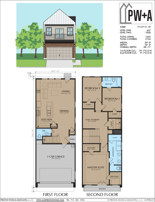 Two Story Townhome Plan F1127 C1
