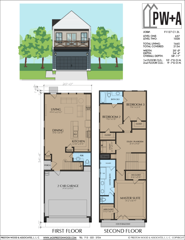 Two Story Townhome Plan F1127 C1