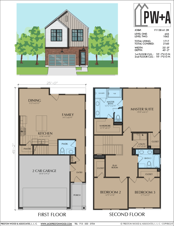 Two Story Townhome Plan F1138 A1.2