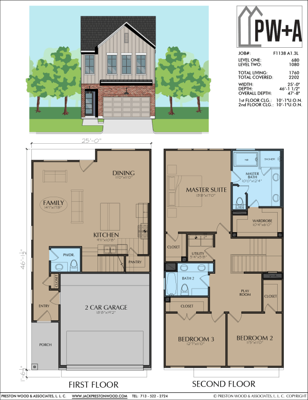 Two Story Townhome Plan F1138 A1.3