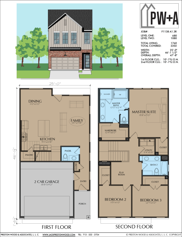 Two Story Townhome Plan F1138 A1.3