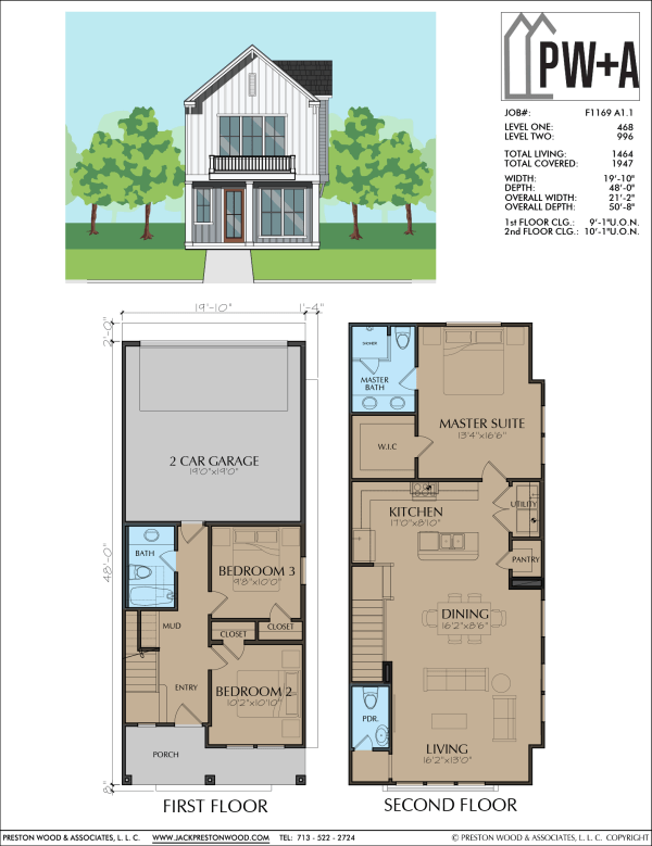 Two Story Townhome Plan F1169 A1.1