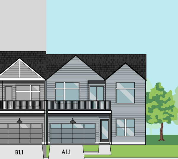 Two Story Townhome Plan F1176 A1.1