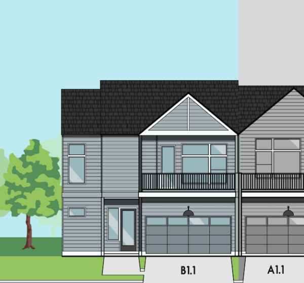 Two Story Townhome Plan F1176 B1.1