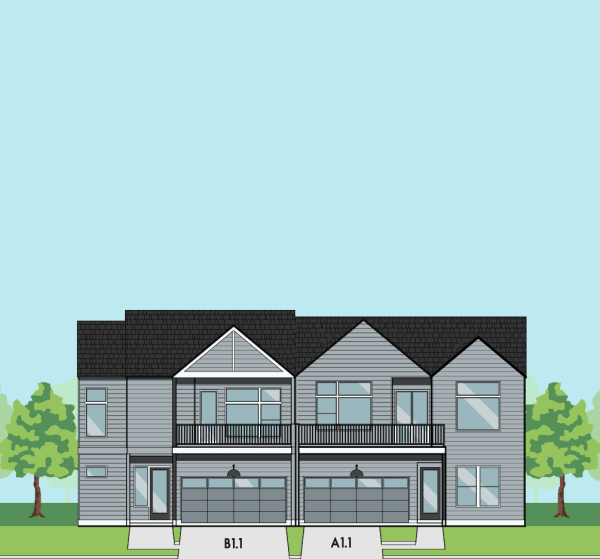 Two Story Duplex Townhome Plan F1176
