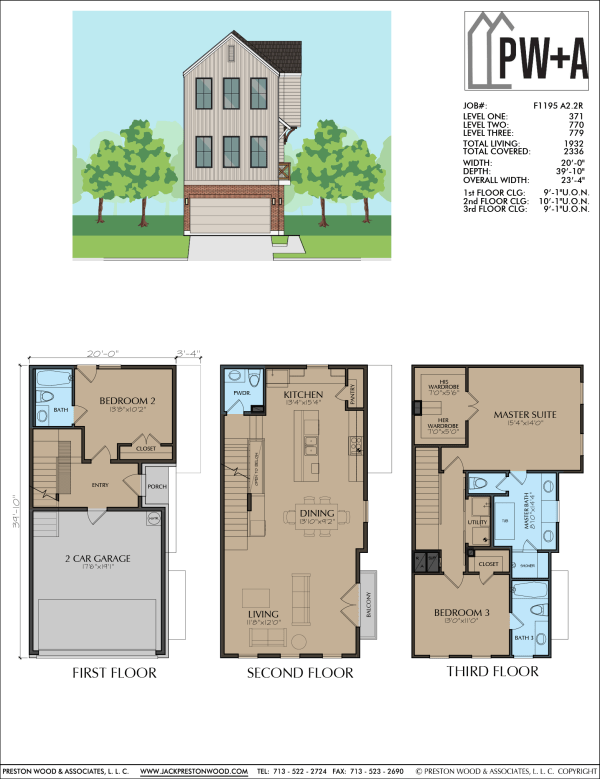 Three Story Townhome Plan F1195 A2.2