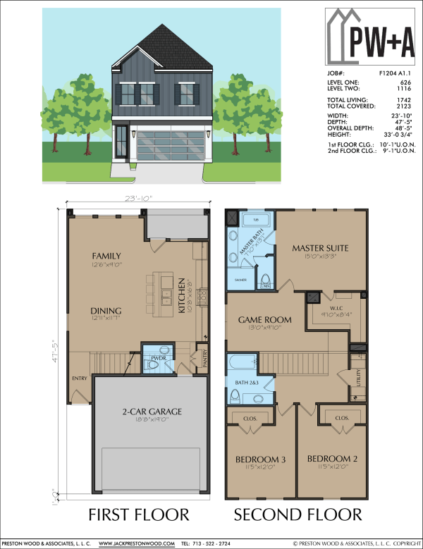 Two Story Townhome Plan F1204 A1