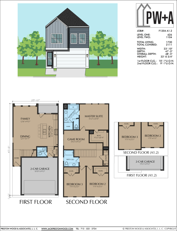 Two Story Townhome Plan F1204 A1