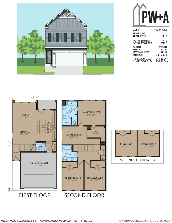 Two Story Townhome Plan F1204 A1