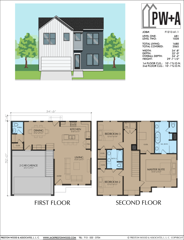 Two Story Townhome Plan F1213 A1